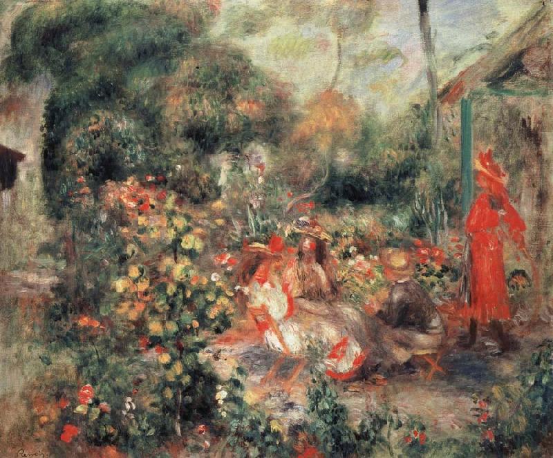 Pierre Renoir Young Girls in a  Garden in Montmartre china oil painting image